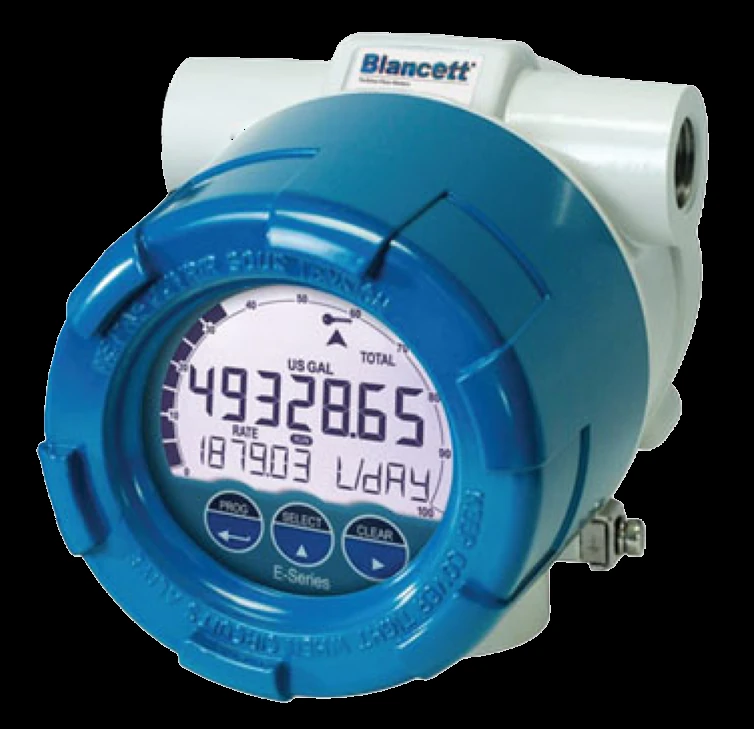 Blancett B3100 explosion-proof flow monitor (Badger Meter), rate and total with data logging