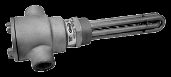 Heatrex screw-plug immersion heater &mdash; NPT pipe-thread fitting, .312&Prime; / .475&Prime; tubular elements, multiple sheath-material options.